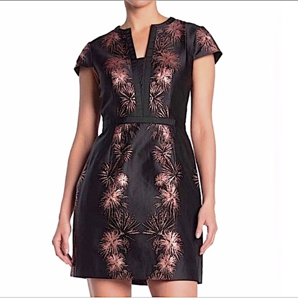 Ted Baker black/rose gold with Tag Tzalla Metallic Jacquard Cocktail Dress - Picture 1 of 15